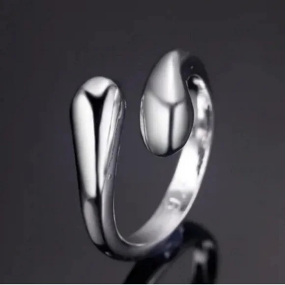 925 Sterling Silver Waterdrop Jewelry Set Bracelet Necklace Earrings and Ring - Picture 5 of 16